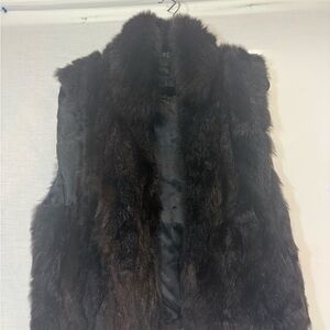 Luxurious Saks Fifth Ave Black Faux Fur Vest